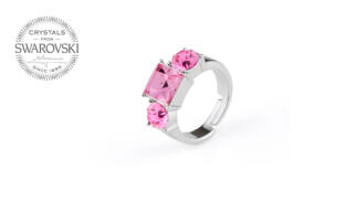 Anillo colección Siris bañado en oro blanco con cristales de Swarovski