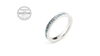 Anillo R1 bañado en oro blanco 18K con cristales Swarovski