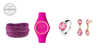 Caja regalo rosa con cristales Swarovski